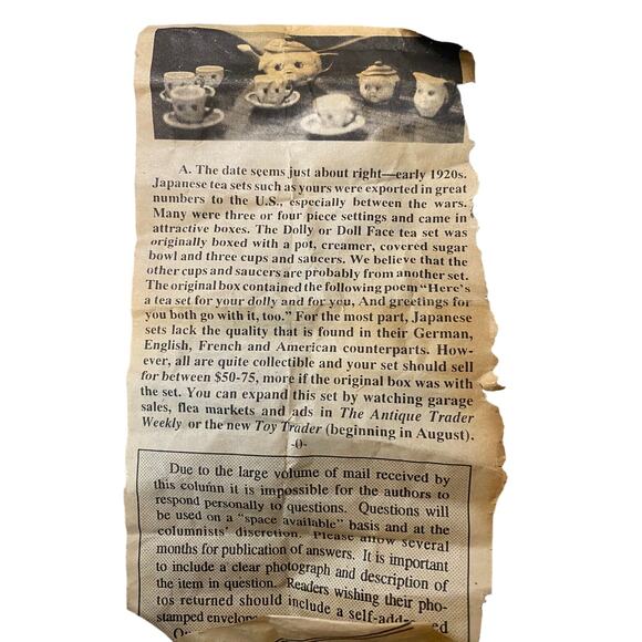 3 Pcs 1920's Kewpie Doll Face Child's Miniature Tea Set Creamer Cup Japan - Picture 7 of 14